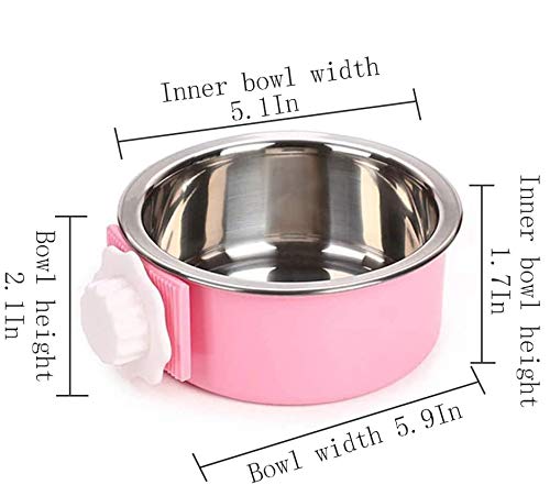 PINVNBY Crate Dog Bowl Removable Hanging Pet Cage Stainless Steel Bowl Food Water Feeder Coop Cup for Cat Puppy Birds Rats Guinea Pigs 2 PCS - PawsPlanet Australia