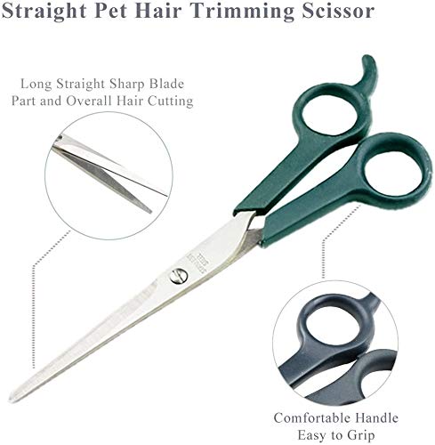 Tencro Pet Grooming Scissor [3-in-1 Set] Dog Scissor Cat Scissor Stainless Steel Trimmer, Body Trimming Sharp Scissor, Safety Rounded Tips Face/Ear/Paw Scissor, Thinning Shears Scissor - PawsPlanet Australia