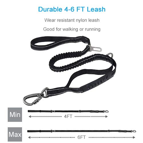 [Australia] - Misthis 4-6FT Bungee Dog Leash for Walking Running Training,Heavy Duty Dog Leash with Highly Reflective Threads and Buffer for Medium and Large Dogs,Durable Car Seat Belt Orange 