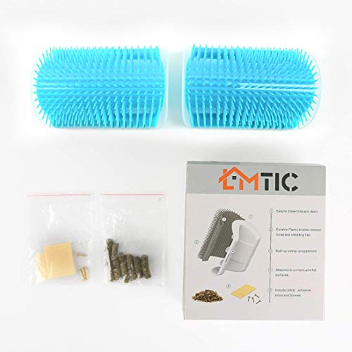 [Australia] - Cat Self Groomer, Wall Corner Massage Comb,Cat Corner Groomer Brush with Catnip,Perfect Massager Tool for Cats with Long and Short Fur- Shallow Blue(2PCS) 