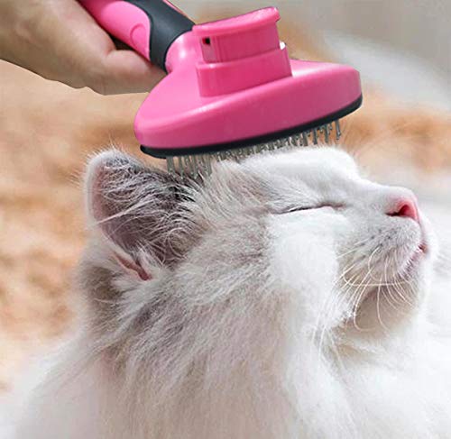 [Australia] - SDY IDUSE Dog Brush for Grooming, Pet Grooming Tool for Cat and Small Medium Dog, Self-Cleaning Pin Brush(Pink) 