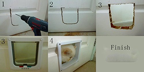 OIZEN 4-Way 4 Way Locking Cat Flap, Cat Door Pet Door Kit for Cats and Small Dogs(19x20x5.5cm) - PawsPlanet Australia