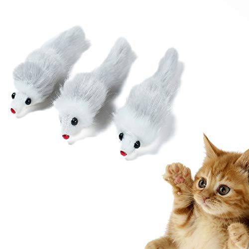 Squeaking Cat Toy, Mice Cat Toy with Furry Tail, Interactive Squeaky Mouse for Cats Indoor/Outdoor Exercise (gray&brown) gray&brown - PawsPlanet Australia