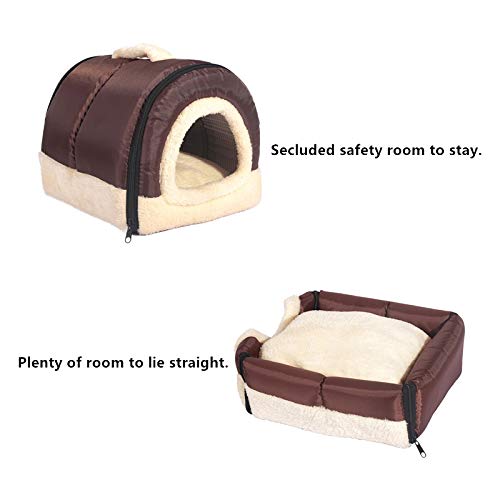 ANPPEX Igloo Dog House, Portable Cat Igloo Bed with Removable Cushion, 2 In 1 Washable Cozy Dog Igloo Bed Cat Cave, Foldable Non-Slip Warm for Pets Puppy Kitten Rabbit L A403 - PawsPlanet Australia