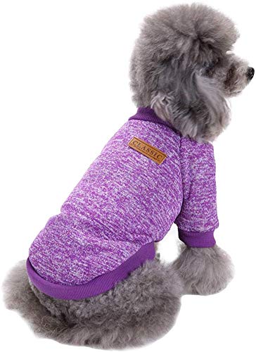 Ducomi Classic Sweatshirt with Elasticated Cuffs and Collar in Soft Fleece Cotton for Dogs and Cats (Purple, XXL) Purple - PawsPlanet Australia