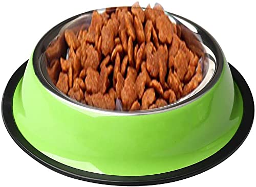ZHIYE Stainless Steel Pet Bowls for Cats 2 Piece Non-slip Cats Feeding Bowl with Cute Cats Pattern Painted Small Dogs Cats Green - PawsPlanet Australia