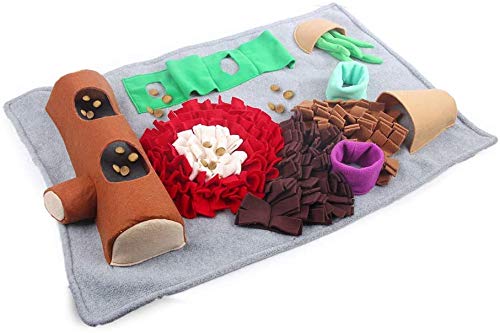 ALL FOR PAWS Pet Snuffle Mat, Dog Feeding Mat With Cute Toy, Dog Training Pad Pet Nose Work Blanket Pet Activity Mat for Foraging Skill, Stress Release (76x52x10CM), Ideal for Dogs D - PawsPlanet Australia