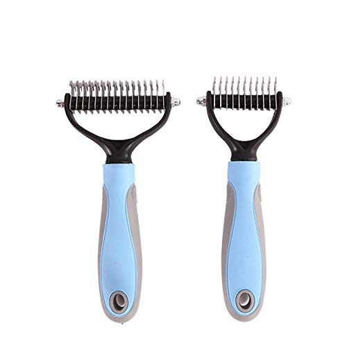 [Australia] - KABB Dogs Cats Pet Grooming Undercoat Rake with Dual Side for Easy Mats & Tangles Removing(Blue) 