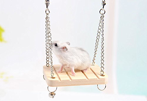 WUWYOUWL Hamster Seesaw Wooden Hanging Swing Set Ferret Climbing Ladder Cage Toys Suspension for Small Hamsters Squirrels Gerbils Mice Dwarfs Rats - PawsPlanet Australia