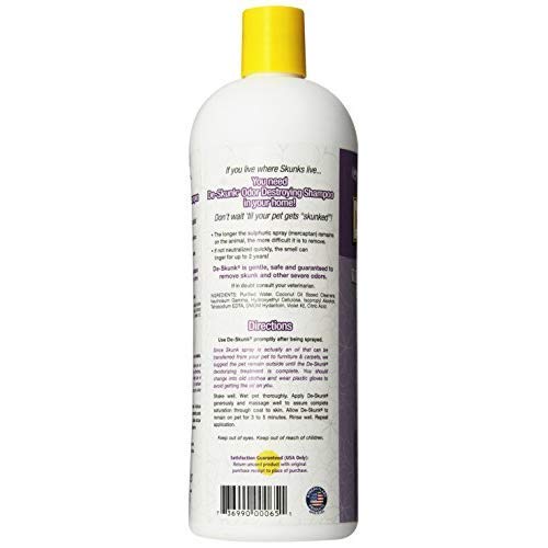 De-Skunk Odor Destroying Shampoo – Formulated with World’s Most Powerful De-Greasers to Remove Skunk Odor, Guaranteed – Only Skunk Shampoo You Need - Keep On Hand for Emergencies (32 oz.) - PawsPlanet Australia