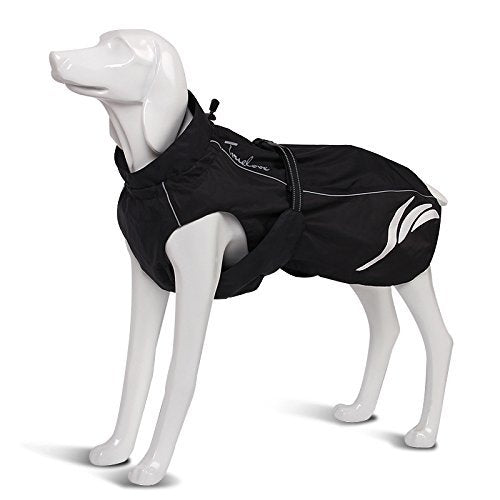 TRUE LOVE Mt. Tallac Winter Dog Coat - Technical Jacket is Waterproof, Windproof, Reflective, Insulated with Thick Fleece Lining, and Easily Adjustable to Small or deep Chested Dogs. 24" - 60cm Black - PawsPlanet Australia