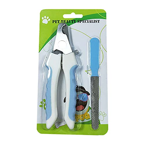 ANSIEDIO Claw Scissors for Dogs and Cats with Nail File - Stainless Steel Nail Scissors Claw Care Cutter for Medium & Small Pets Nail Clippers with Safety Protection (Blue) Blue - PawsPlanet Australia
