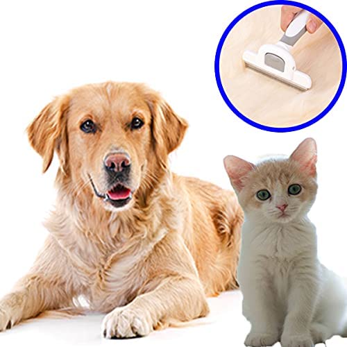 Cat and Dog Grooming Brush, Pet Undercoat Deshedding Tool, Stainless Steel, Reduces Shedding, Quick Release Comb, Safe, Gentle Long or Short Hair Remover, Slip Resistant, Silver - PawsPlanet Australia