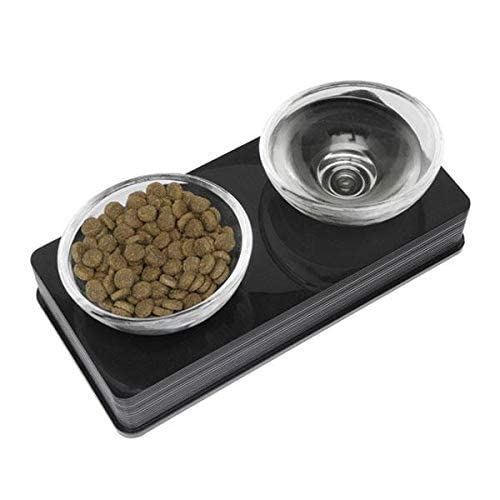 Catit Design Contemporary Multi-Purpose Elevated Glass Double Diner, Black - PawsPlanet Australia