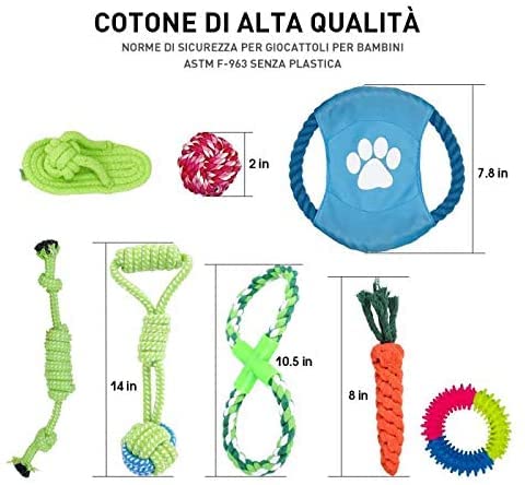 Dog Toys for Puppy, 8 Packs Dog Toys Rope Ball Frisbee Durable for Small to Medium Dogs Interactive Playset Indestructible Cotton Knot Green8 - PawsPlanet Australia