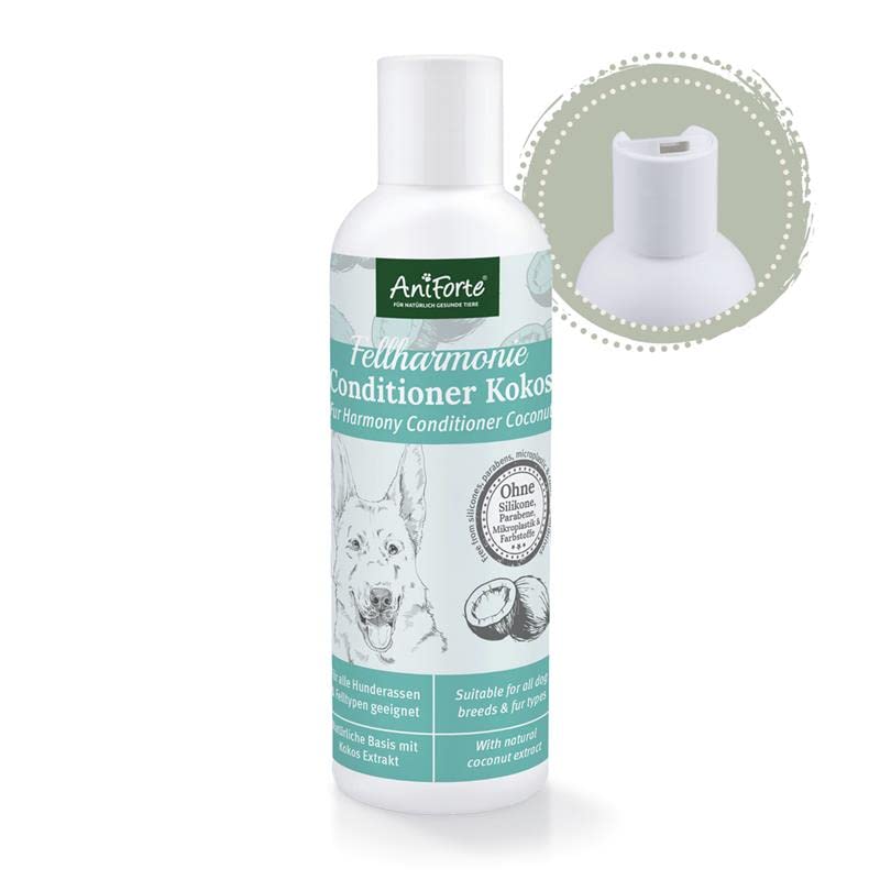 AniForte Fellharmonie Conditioner for Dogs 200ml - Conditioner for dogs with coconut oil & aloe vera, for long hair & short hair, natural ingredients, without perfume - PawsPlanet Australia