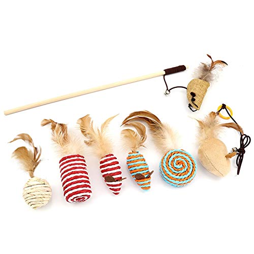 [Australia] - yuman Funny Interactive Pet Toys Lovely Portable Cat Training Wand Suit Toys Natural Safe Non-Toxic Feather Puppy Kitten Pet 