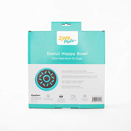[Australia] - ZippyPaws - Happy Bowl - Slow Feed Dog Bowl - Up to 10x Slower Eating - Dishwasher Safe, Non Slip Donut 