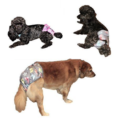 [Australia] - Leak Proof Waterproof Cat Dog Diapers Female Washable Reusable Absorbent Pad Padding Lined for Small Medium Large Pets XL: waist 20" - 24" Pink Roses 