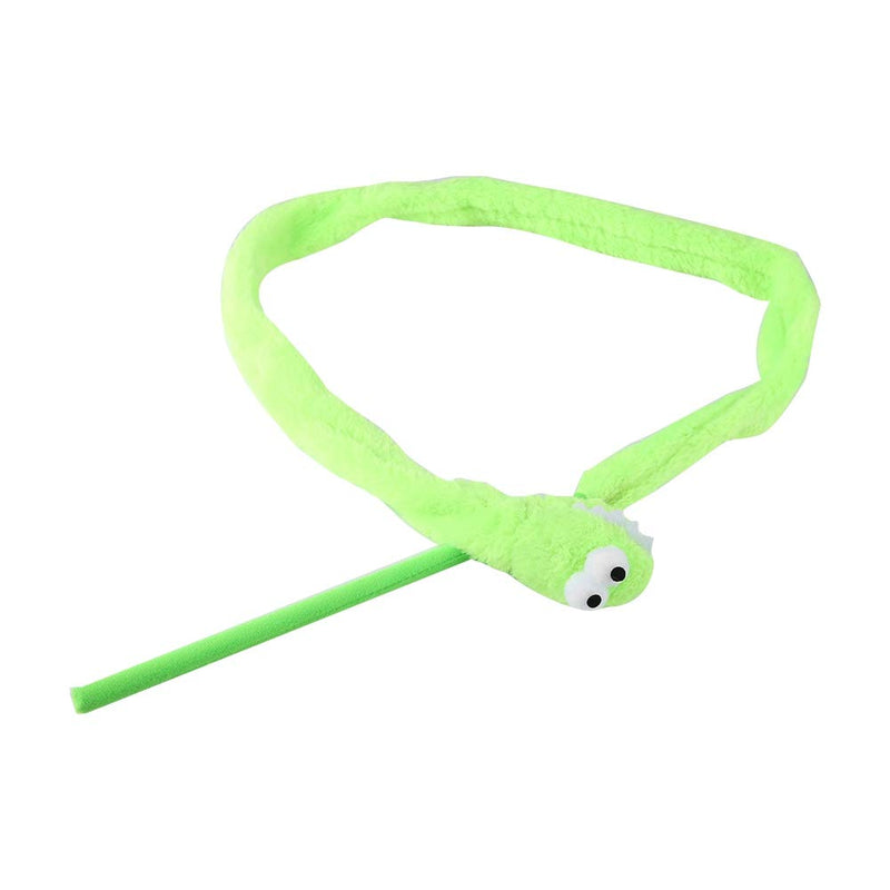 TOPINCN Cat Interactive Toy Funny Cartoon Snake-Shaped Soft Plush Teaser Pet Cats Kitten Exercising Playing Toy Catcher Rod Stick(Green) Green - PawsPlanet Australia