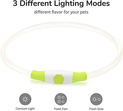 Rechargeable LED Dog Collar, Glowing pet Dog Collar for Night Safety,Rechageable Cuttable TPU Light Up Dog Lights for Small Medium Large Dogs LED Collar - PawsPlanet Australia