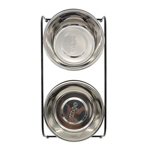 Saim Double Removable Stainless Steel Pet Food Water Bowls with Iron Stand - Raised Dog Feeder - Cat Bowl - Puppy Bowl - Pet Feeder, 4.8-Inch Diameter, Medium - PawsPlanet Australia