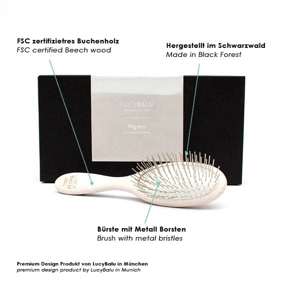 LucyBalu® cat brush short hair & long hair | Fur brush for cats | Undercoat brush cat | Cat comb for grooming cats | Animal hair brush | Cat hair brush with metal bristles & white metal wooden handle - PawsPlanet Australia