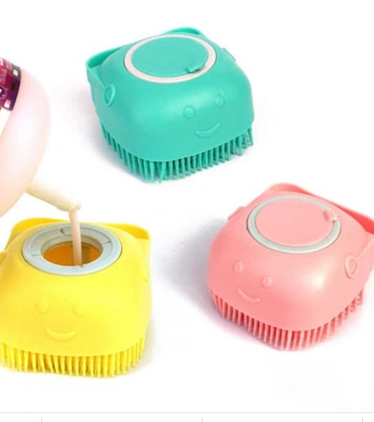 2 Pack Pet Grooming Bath Brush Shampoo with Soap Dispenser Pink and Yellow - PawsPlanet Australia