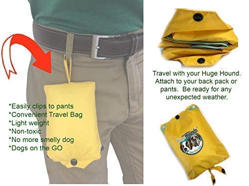 HugeHounds Extra Large Dog Raincoats for Large Dogs - XL Yellow Dog Raincoat with Hood - Waterproof - Includes a Carry Pouch - PawsPlanet Australia