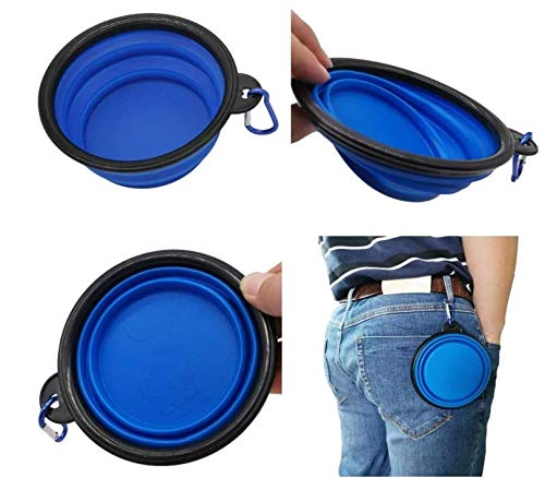 SMIN 2 Pack Collapsible Pet Bowl, Food Grade Silicone Foldable Expandable Cup Dish for Pet Dog Cat Food Water Feeding Portable Travel Bowl with Free Carabiner - PawsPlanet Australia