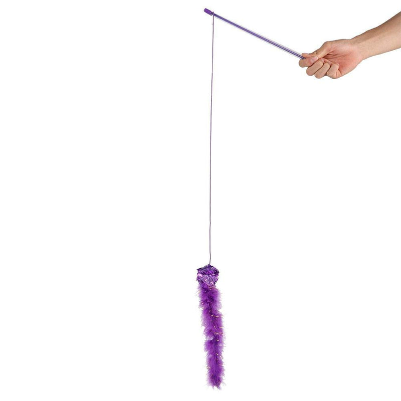 [Australia] - HEEPDD 2PCS Cat Teaser Stick Toy, Purple & red Pet Kitten Interactive Toy Set with Crackle Paper Ball Cat Wand Chaser Catcher Funny Play Toy for Cats Dogs Puppy Kitty Kitten Pets Novelty Gift 