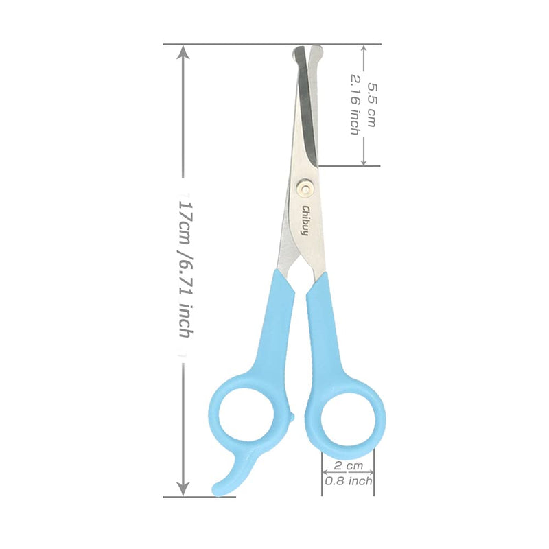 Chi-buy Pet Grooming Scissors for Dogs and Cats with Safe Round Tips Stainless Steel Dog Eye cutting Scissors Home Professional Pets Grooming Tool (Blue) Blue - PawsPlanet Australia