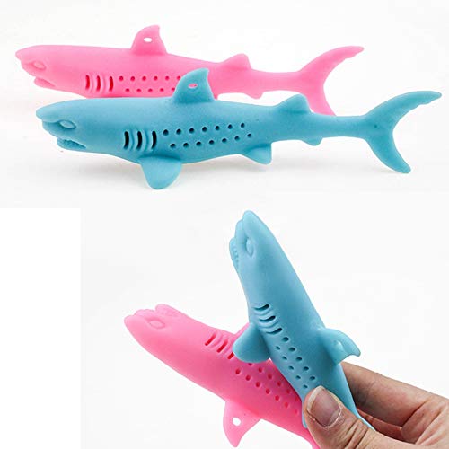 IKAAR Catnip Toys Interactive Cat Toys Catnip Fish Toy Toothbrush, Soft Mint Shark Shaped Cat Chew Toy for Cats Kitten Chew Pet Supplies Pack of 2 (Blue + Pink) - PawsPlanet Australia