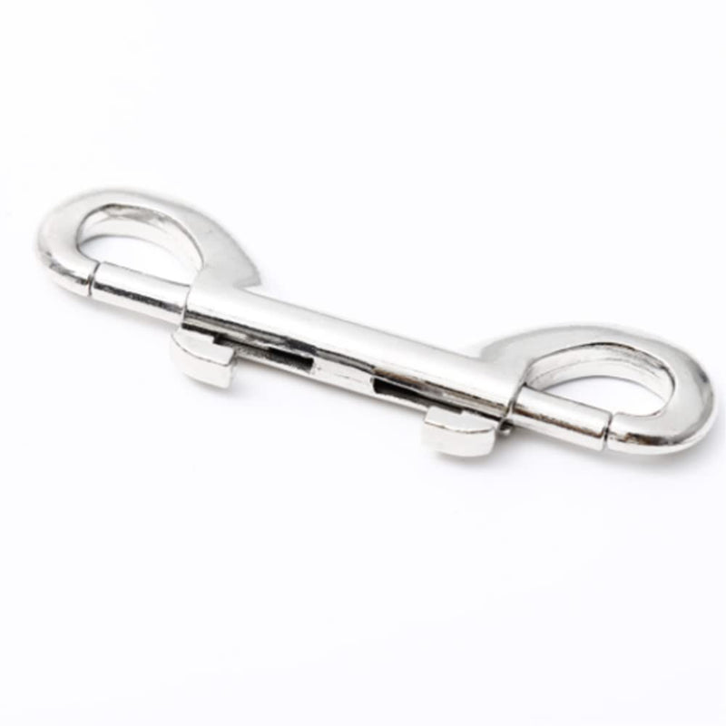 2 Pcs Double Ended Lead for Dogs, Bolt Snap Hooks Zinc Alloy Double End Clip Silver Diving Clip Durable Trigger Snaps for Diving Dog Leash Key Chain Horse Tack Pet Feed Buckets - PawsPlanet Australia