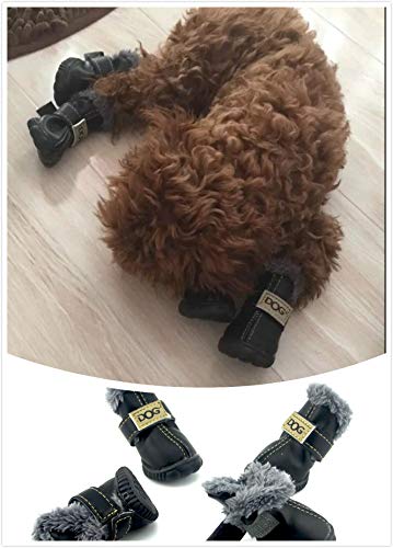 CMNNQ Snow Small Dog Boots, Pet Antiskid Dog Shoes, Winter Waterproof Skidproof Paw Protectors, Warm Booties for Puppy Play XS Black - PawsPlanet Australia