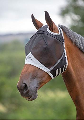 Shires Fine Mesh Fly Mask With Ear Hole - Black Small Pony - PawsPlanet Australia