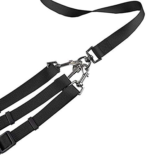 PINASE Adjustable 3 Way Dog Leash Detachable Nylon Traction Rope 3 in 1 Dog Lead Splitter (black) black - PawsPlanet Australia