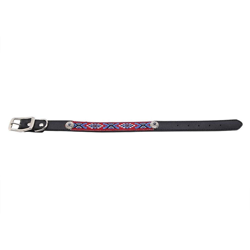 PU Pet Basic Collar Adjustable Soft Dog Neck Ring National Style Pattern Pet Dog Cat Necklace Outdoor Adventure Pet Collar Dog Cat Ornament(2×40cm) 2×40cm - PawsPlanet Australia