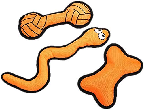 Jiachen Squeaky Dog Interactive Toys for Chewers Small Medium Large Breed-Fetch and Play Indoor Outdoor-Snake,Bones,Dumbbells 3 Pcs Dog Gift,Squeaks, Floats, Washable - PawsPlanet Australia