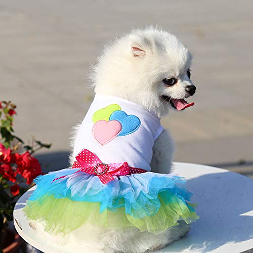 Idepet Spring Summer Pet Dog Cat Puppy Tutu Princess Dress Heart Printed Lace Skirt Clothes Pet Apparel X-Small Blue Lips - PawsPlanet Australia