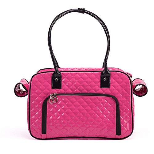 [Australia] - BETOP HOUSE Mirror Surface Faux Leather Tote Purse Dog and Pet Carrier Travel Bag Pink 