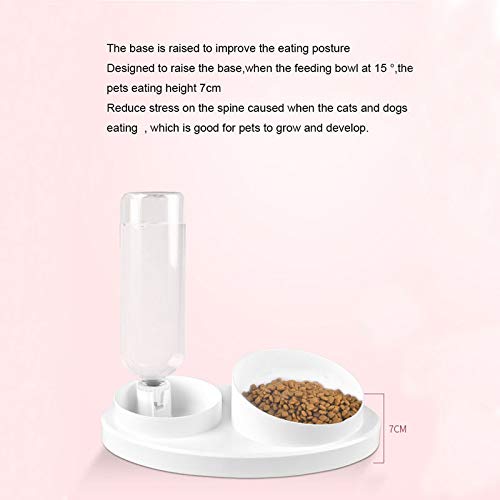 [Australia] - FUNLULA FUNLULA FUNLULA Pets Water and Food Double Bowl Set, Dogs Cats Feeder Bowl and Self-Dispensing Gravity Automatic Waterer Dispenser with Bottle for Dogs Cats Pet Supplies No-Removable bowl 