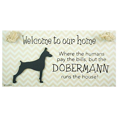 Splosh Precious Pet Dog Plaque and Dog Lead Hook Pack, Dobermann. The funny signs are a personalised mini addition to any dog lovers home, and a welcomed accessory for all dogs. - PawsPlanet Australia