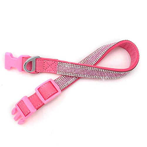 Pet Collar,Bling Bling Crystal Adjustable Comfort Microfiber Soft Dog Buckle Collar for Small Dogs Medium Dogs, Neck Circumference 37-44cm, Pink M: Neck Circumference 37-44cm - PawsPlanet Australia