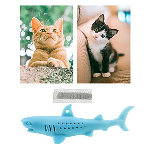 IKAAR Catnip Toys Interactive Cat Toys Catnip Fish Toy Toothbrush, Soft Mint Shark Shaped Cat Chew Toy for Cats Kitten Chew Pet Supplies Pack of 2 (Blue + Pink) - PawsPlanet Australia