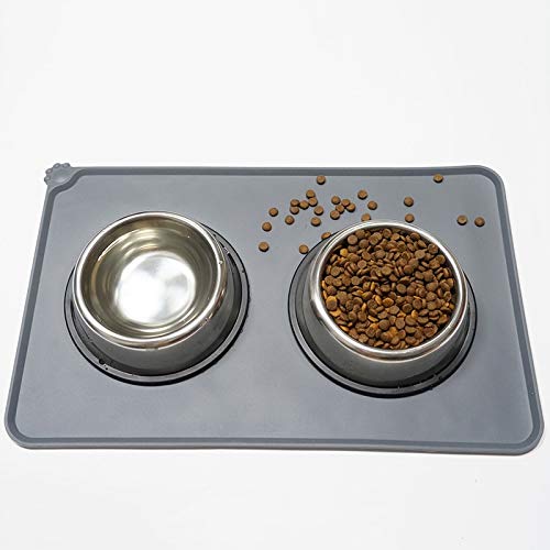 [Australia] - Lessmon Dog Cat Feeding Mat, Silicone Waterproof Pet Food Mat Grey 