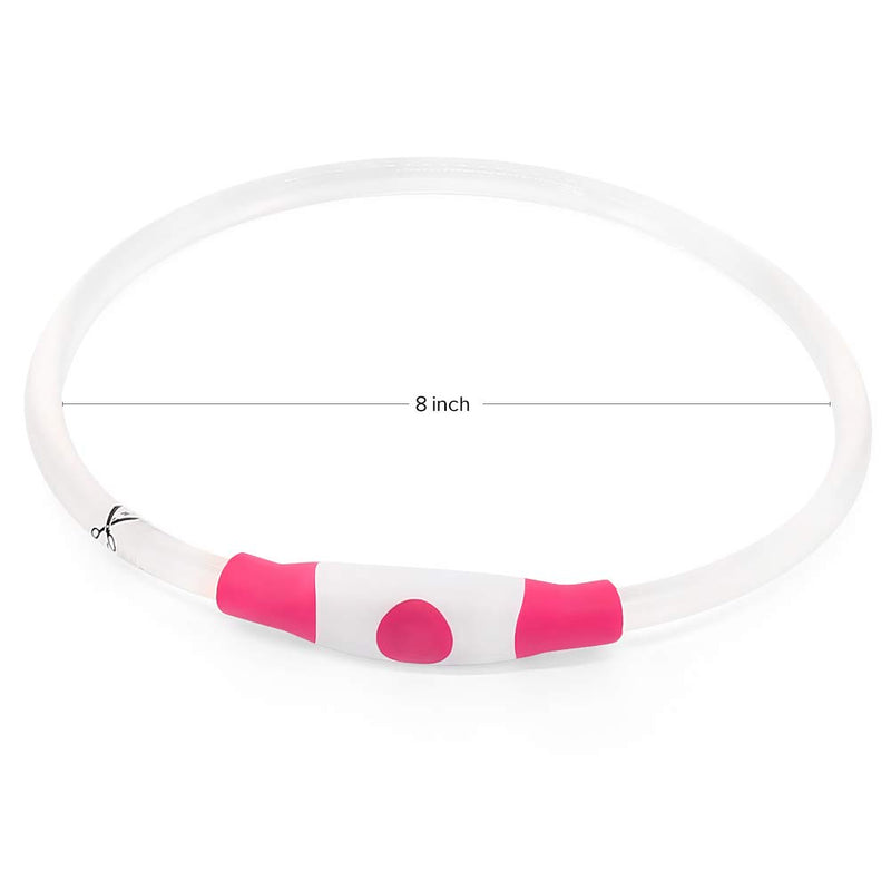 [Australia] - BSEEN LED Dog Collar - Cuttable Water Resistant Glowing Dog Collar Light Up, USB Rechargeable or Battery Powered Pet Necklace Loop for Dogs USB Rechargeable-70cm [L,Can be cuttable] Candy Pink 