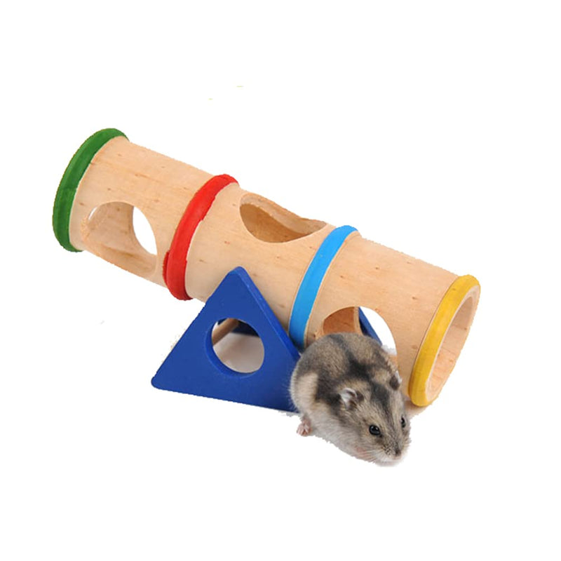 TeTupGa Wooden Hamster Tunnel Tube, Bridge Ladder Tunnel Exercise Seesaw Small Animal House Exercise Toy Playground for Dwarf Rat Hamster - PawsPlanet Australia