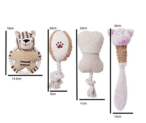 FURRY HEROES Dog Toy Set - Soft Plush Squeaky Rope Toys for Small and Medium Dog or Puppy - 4 Pack - Play Activity, Boredom or Training - PawsPlanet Australia