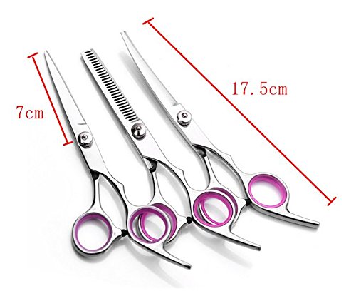 4 Sets Dog Grooming Scissors, Stainless Steel Professional Pet Grooming Scissors Sets Suit Home Cutting Curved Thinning Shears with Grooming Combs - PawsPlanet Australia